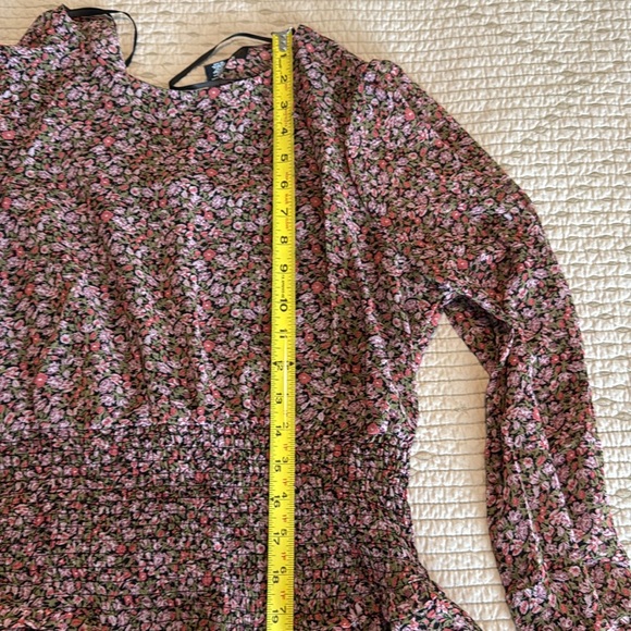 Aqua Polyester Floral Drop Waist Mini Dress Size Large - Picture 7 of 8